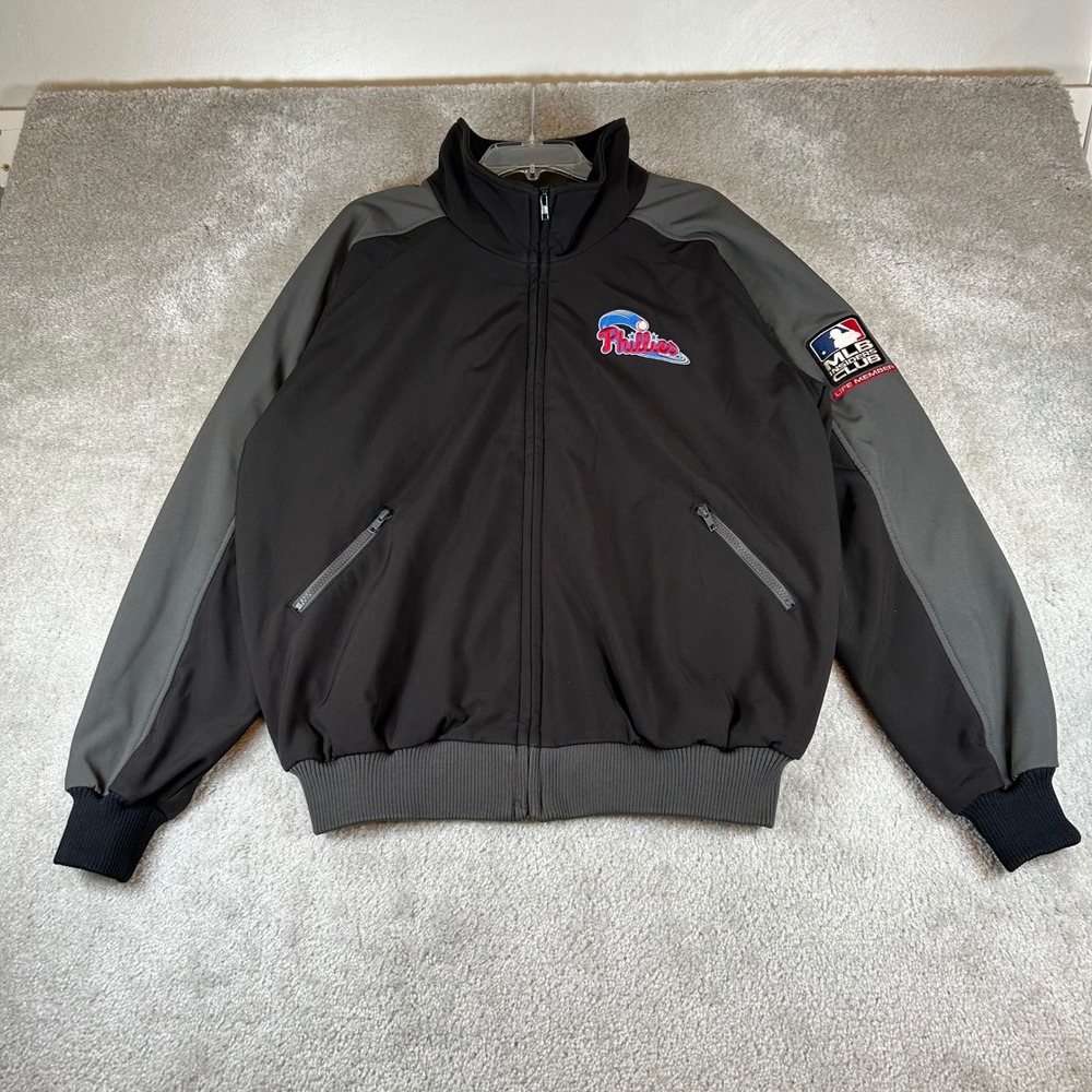 Genuine Merchandise Phillies Jacket Mens L Black Grey MLB Insiders Club Member